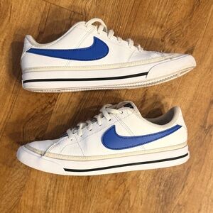Nike Court Legacy Shoes Sneakers Size 5Y White Royal Blue Youth DA5380-101